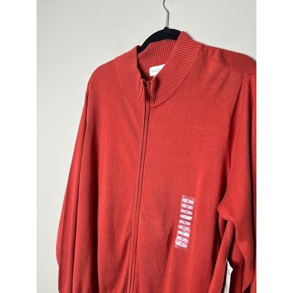 Studio Works Cardigan Sweater Womens 3X Rust Orange Full Zip Cotton Fall Autumn - Picture 2 of 8